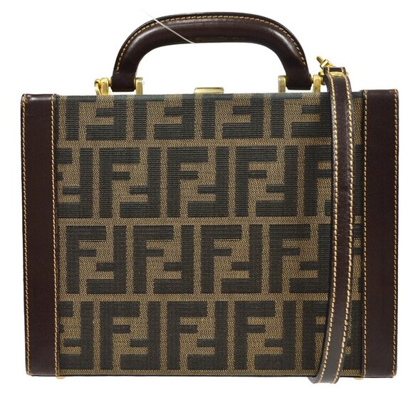 Fendi Brown Canvas Leather Zucca 2way Vanity Handbag 66752 - Picture 1 of 12